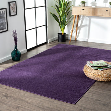 Haze Solid Low-pile Area Rug Purple